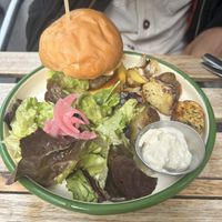Burger  at Aujourd'hui Demain Cafe in Paris