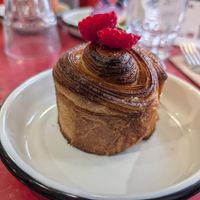 Cruffin framboise at Aujourd'hui Demain Cafe in Paris