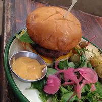 Cheddar Burger at Aujourd'hui Demain Cafe in Paris