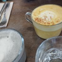 Lattes at Aujourd'hui Demain Cafe in Paris