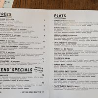 Menu at Aujourd'hui Demain Cafe in Paris