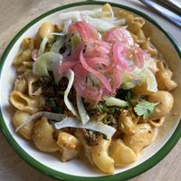 Döner Mac’n cheese  at Aujourd'hui Demain Cafe in Paris