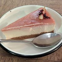 Poire Hibiscus Cheesecake at Aujourd'hui Demain Cafe in Paris