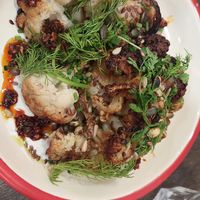 Harissa cauliflower starter at Aujourd'hui Demain Cafe in Paris