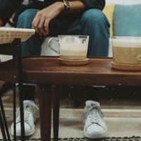 Latte ♥️ at Aujourd'hui Demain Cafe in Paris