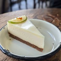 Cheesecake. The best vegan cheesecake in Paris! I'm not sure I've had better anywhere. at Aujourd'hui Demain Cafe in Paris