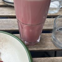 Iced Pink Latte  at Aujourd'hui Demain Cafe in Paris