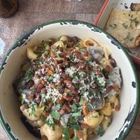 the mac and cheese carbonara was AMAZING!  at Aujourd'hui Demain Cafe in Paris