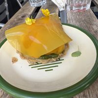 Brunch dessert: mango sorbet thing  at Aujourd'hui Demain Cafe in Paris