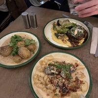 Carbonara, filet mignon, potatoes   at Aujourd'hui Demain Cafe in Paris