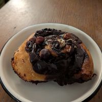 Chocolate hazelnut croissant at Aujourd'hui Demain Cafe in Paris