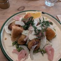 Fishy peas at Aujourd'hui Demain Cafe in Paris