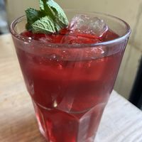 Bissap hibiscus mint and fleur d’orange   at Aujourd'hui Demain Cafe in Paris