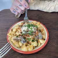 Carbonara Mac  at Aujourd'hui Demain Cafe in Paris