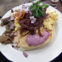 Savory pancakes at Aujourd'hui Demain Cafe in Paris