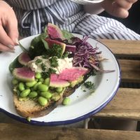 Avocado toast  at Aujourd'hui Demain Cafe in Paris
