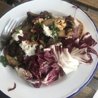 Mushroom toast at Aujourd'hui Demain Cafe in Paris