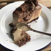 Brownie cheesecake  at Aujourd'hui Demain Cafe in Paris