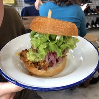 chicken burger at Aujourd'hui Demain Cafe in Paris