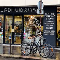 This cafe/shop is wonderful at Aujourd'hui Demain Cafe in Paris