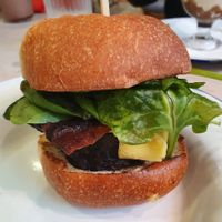 Thee best Beyond Burger ever! at Aujourd'hui Demain Cafe in Paris