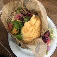 « Chicken » burger 🍔  at Aujourd'hui Demain Cafe in Paris