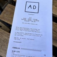 Carte   at Aujourd'hui Demain Cafe in Paris