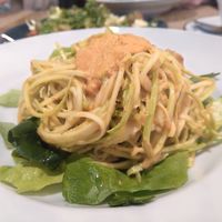 Raw squash spaghetti with red sauce at Bananas Veggie & Raw Cuisine in Novi Sad