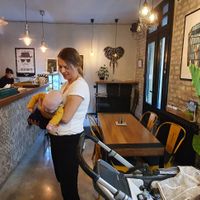 Cosy interior enjoyed by all.  at Bananas Veggie & Raw Cuisine in Novi Sad