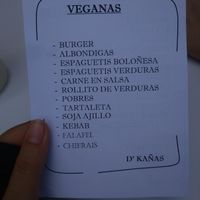 Menú at Bar D'Kañas in Granada