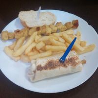 "pinchitos" and "rollito" from vegan tapas menu at Bar D'Kañas in Granada