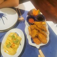 Peanut sauce tofu and tempura veg at Blue Elephant in St Julians