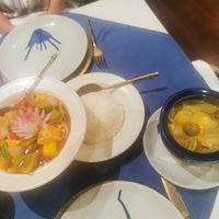 Sweet and sour tofu & yellow curry with tofu at Blue Elephant in St Julians