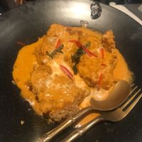Fried tofu in red curry. So incredible. Vegan. at Blue Elephant in St Julians