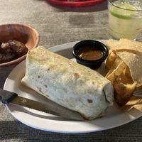 Veggie Sofrito Burrito, side of maduros   at The Tiny Turtle in Cocoa Beach