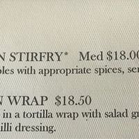 Vegetarian menu at The Olive Tree Cafe in Te Anau