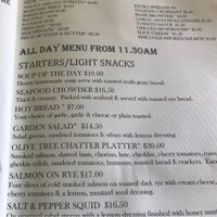 Menu with salad as a vegan option at The Olive Tree Cafe in Te Anau