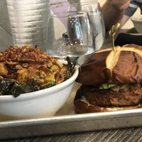 Fox burger with salad at Fox & Fig in Savannah