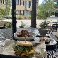 Breakfast sammie, bananza french toast, cookie dough brownie  at Fox & Fig in Savannah