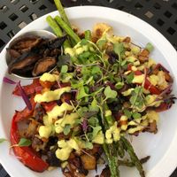 Breakfast hash with cashew hollandaise  at Fox & Fig in Savannah