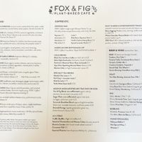 February 2020 menu at Fox & Fig in Savannah