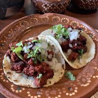 Soy Chorizo tacos (you add your own toppings)  at Tacos Revolucion in Puerto Vallarta