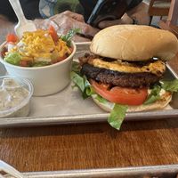 Smoke Stacker burger with side salad   at Murray Hillbilly in Jacksonville