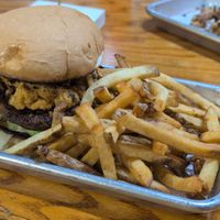 Smokestack burger with fries at Murray Hillbilly in Jacksonville