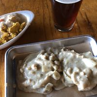 Side of tofu scramble with cheese. Side of biscuits and gravy. Nitro cold brew (with agave)  at Murray Hillbilly in Jacksonville