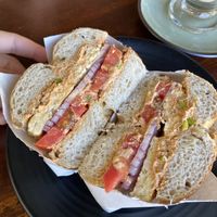 Tempeh, onion, tomato and red pepper spread Bagel  at Aleena - Food Stall in Koh Lanta