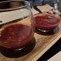 Appetizer, cold beetroot soup  at Wild Food in Granada