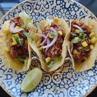 Spicy tacos, too much coriander at Wild Food in Granada