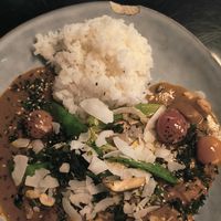 Food served in fancy restaurant with broken dish at Wild Food in Granada