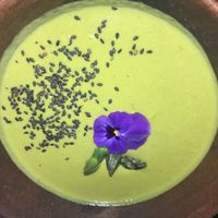 Raw pear and spinach soup. at Wild Food in Granada